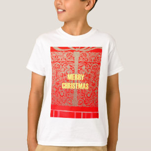 T-shirt Joyeux Noël Golden Red Parties scintillant Hearts 