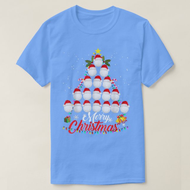T-shirt Joyeux Noël Golf Ball Golf Christmas Tree Golf (Design devant)