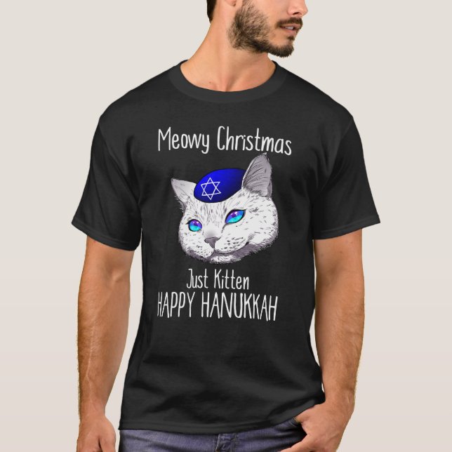 T-shirt Joyeux Noël Hanoukka heureux Hanukcat (Devant)
