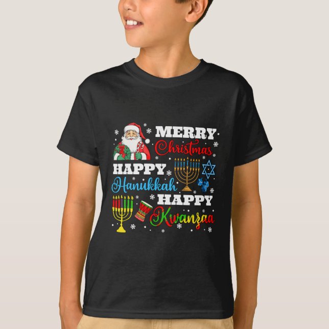 T-shirt Joyeux Noël Hanoukka Kwanzaa Juif Afro Holid (Devant)