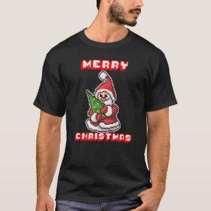 T-shirt Joyeux Noël I Xmas I 8 Bit Pixellée Père Noël Cla