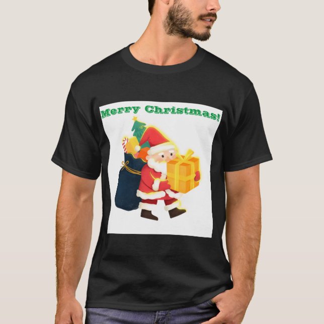 T-shirt Joyeux Noël Imprimé Souhait Magic-Tee couleur noir (Devant)