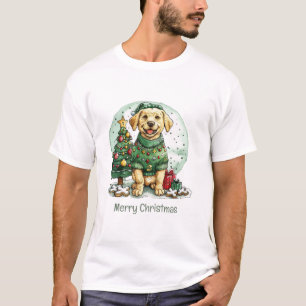 T-shirt Joyeux Noël Jaune Labrador Retriever Chien