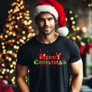 T-shirt Joyeux Noël : Joie illuminée en typographie