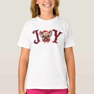 T-shirt Joyeux Noël Joy Cute French Bulldog holly