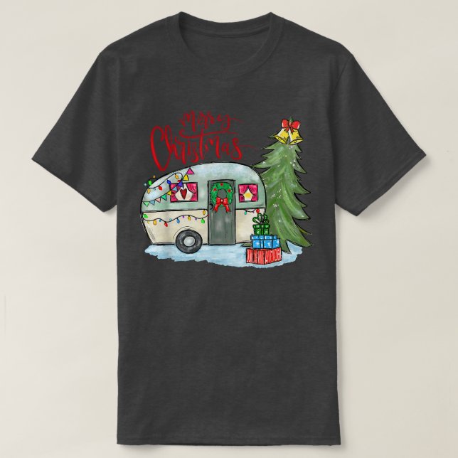 T-shirt Joyeux Noël Joyeux Camper Drôle Camping Vie Fa (Design devant)