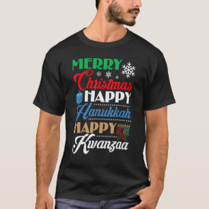 T-shirt Joyeux Noël Joyeux Hanoukka Joyeux Kwanzaa