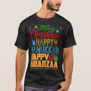 T-shirt Joyeux Noël Joyeux Hanoukka Joyeux Kwanzaa
