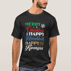 T-shirt Joyeux Noël Joyeux Hanoukka Joyeux Kwanzaa