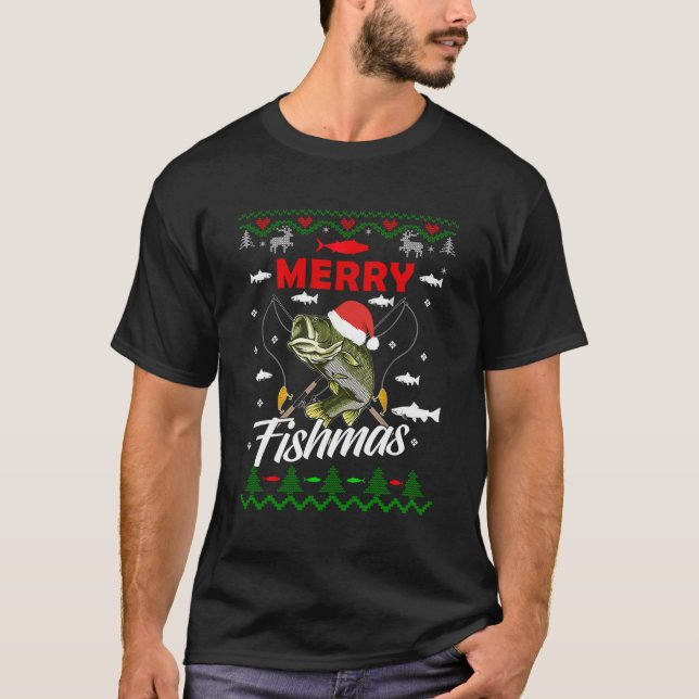 T-shirt Joyeux Noël Joyeux Pêcheur pêcheurs Xma (Devant)