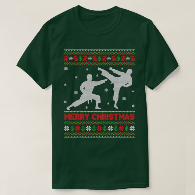 T-shirt Joyeux Noël Karate Xmas Ugly Père Noël 1 (Design devant)
