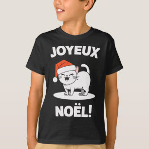 T-shirt Joyeux Noël Khao Manee Blanc Chat Noël Père Noël 1