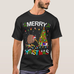 T-shirt Joyeux Noël Kiwi Santa Chapeau illuminations Noël 