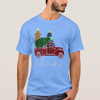 T-shirt Joyeux Noël Leopard Buffalo Camion Arbre Rouge Pla