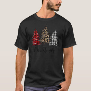T-shirt Joyeux Noël Leopard Buffalo Plaid Noël T
