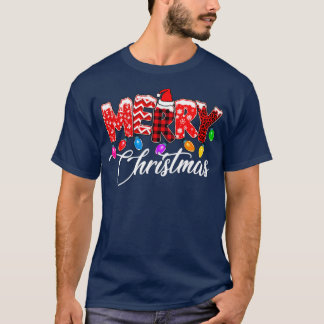 T-shirt Joyeux Noël Leopard Buffalo Red Plaid Père Noël Ha