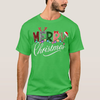 T-shirt Joyeux Noël Leopard Buffalo Rouge Plaid Pour Homme