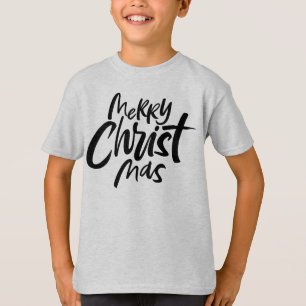 T-shirt Joyeux Noël Lettres Christian Jésus Dieu