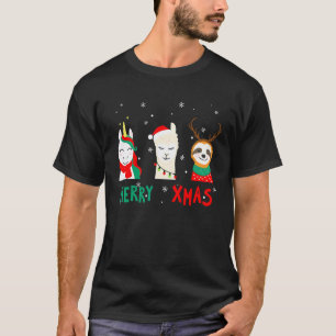 T-shirt Joyeux Noël Licorne Père Noël Lama Paresseux Renne