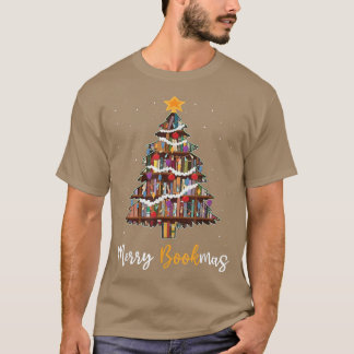 T-shirt Joyeux Noël Livre Arbre de Noël Bibliothécaire Fun