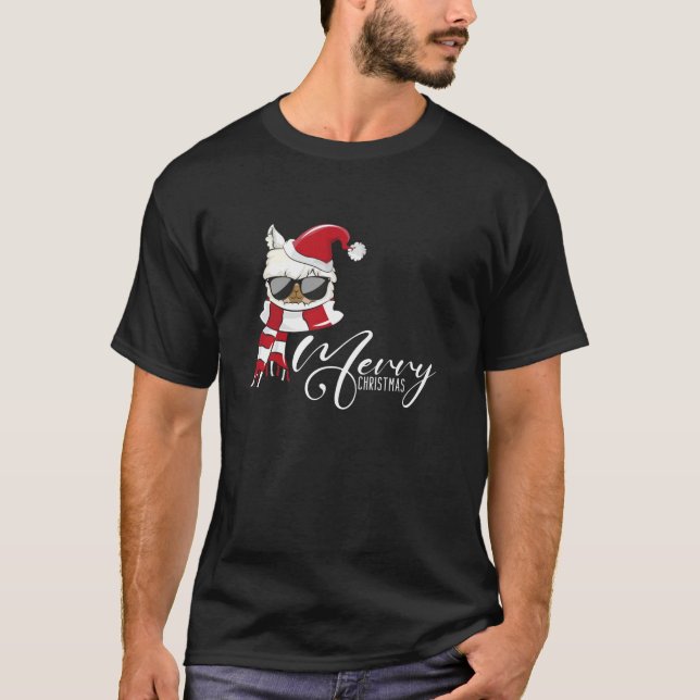 T-shirt Joyeux Noël Llama Santa Hat Ugly Xmas Tee Alpa (Devant)