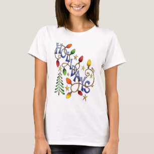 T-shirt Joyeux Noël, lumières et étoiles avec texte de vac