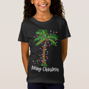 T-Shirt Joyeux Noël Lumières Palm Tree Beach Noël Pyjama