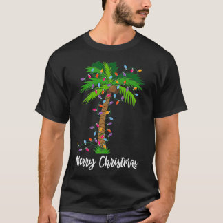 T-shirt Joyeux Noël Lumières Palm Tree Beach Noël Pyjama