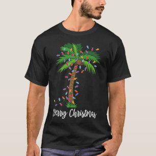 T-shirt Joyeux Noël Lumières Palm Tree Beach Noël Pyjama