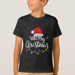 T-shirt Joyeux Noël Lumières Rouge Noël Chapeau Noël Famil