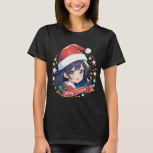 T-shirt Joyeux Noël Lumières Rouge Noël Chapeau Noël Famil