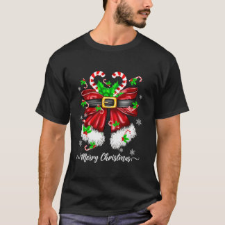 T-shirt Joyeux Noël Lumières Sucre de canne Coquette Bow X