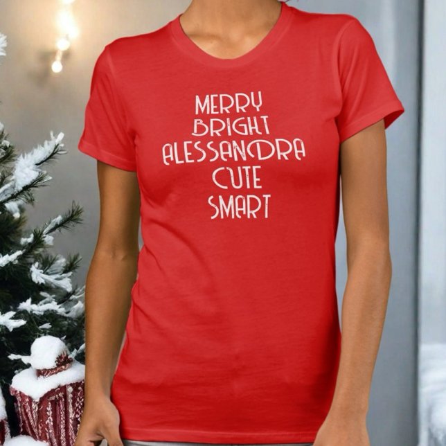 T-shirt Joyeux Noël lumineux monogramme de script  (Créateur téléchargé)