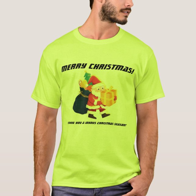 T-shirt Joyeux Noël Magie-Tee Vert Beau Super (Devant)