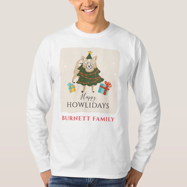 T-shirt Joyeux Noël Matching Family Chien Howlidays (Devant)