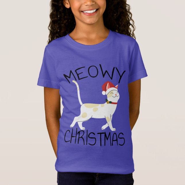 T-Shirt Joyeux Noël Meowy - Drôle de Noël     (Devant)