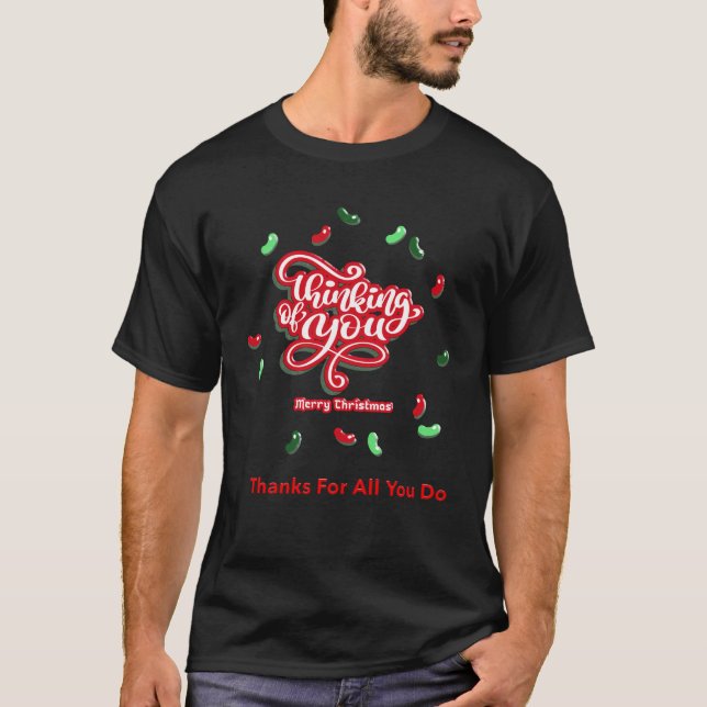 T-shirt Joyeux Noël Merci Vacances Rouge Vert (Devant)