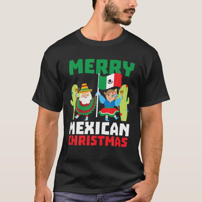 T-shirt Joyeux Noël mexicain Funny Mexique Gif de Noël (Devant)