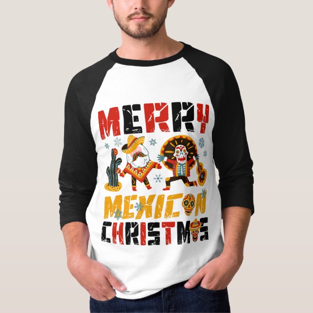 T-shirt Joyeux Noël mexicain Nouveau Mexique Père Noël pyj (Devant)
