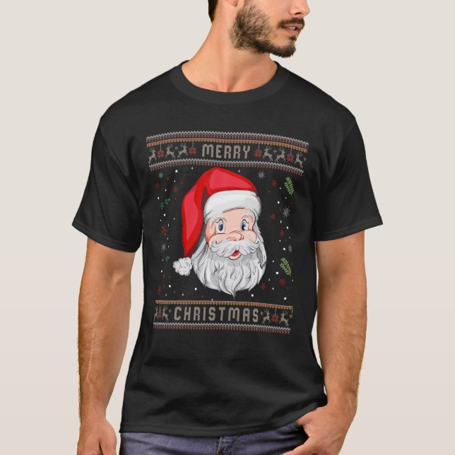 T-shirt Joyeux Noël mignon Père Noël Drôle Doux moche (Devant)