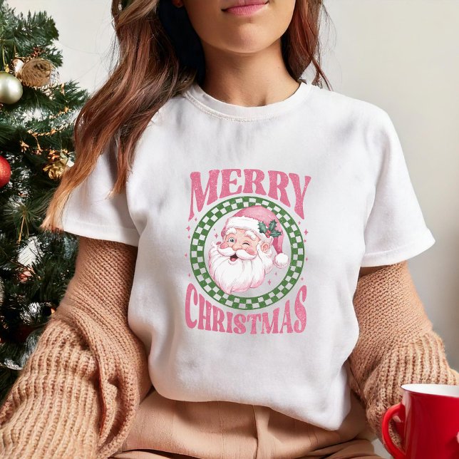 T-shirt Joyeux Noël mignon Père Noël rose parties scintill (Créateur téléchargé)