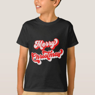 T-shirt Joyeux Noël Mignon Simple Calligraphie Rétro Rouge