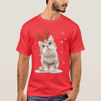 T-shirt Joyeux Noël mignonne Cat Reindeer Famille jumelée