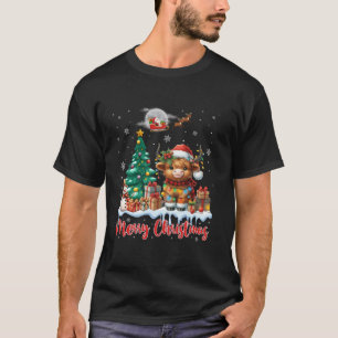 T-shirt Joyeux Noël Mignonne Highland Cow Père Noël Highla