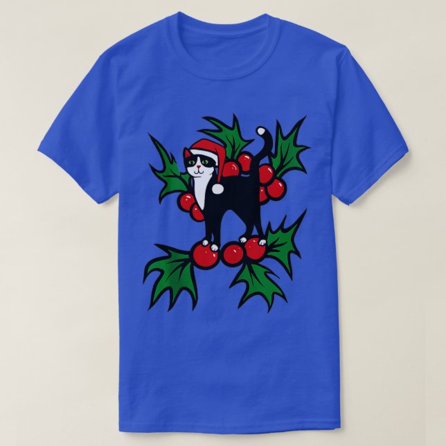 T-shirt Joyeux Noël Mignonne Noël Tuxedo Chat Noël -gi (Design devant)
