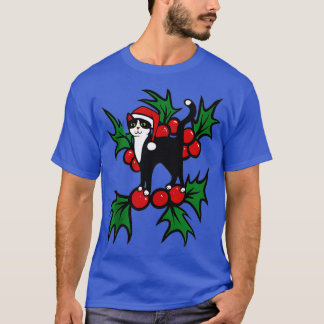 T-shirt Joyeux Noël Mignonne Noël Tuxedo Chat Noël -gi
