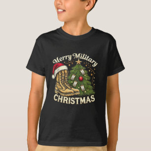 T-shirt Joyeux Noël militaire bottes militaires festives &