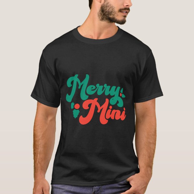 T-shirt Joyeux Noël Mini Mignon Moderne Script Tygraphie B (Devant)
