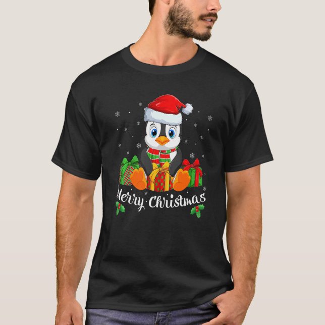T-shirt Joyeux Noël Noël Chapeau mignon Penguin Noël Jul (Devant)