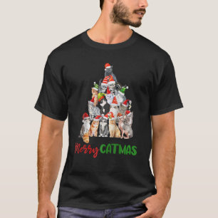 T-shirt Joyeux Noël Noël Hommes Femmes Enfants Drôle Chat 